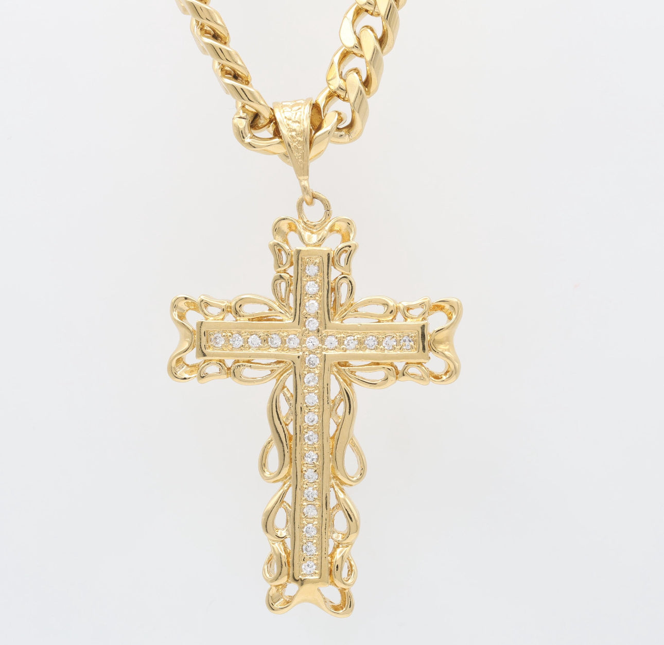 14K GOLD XL CROSS NECKLACE