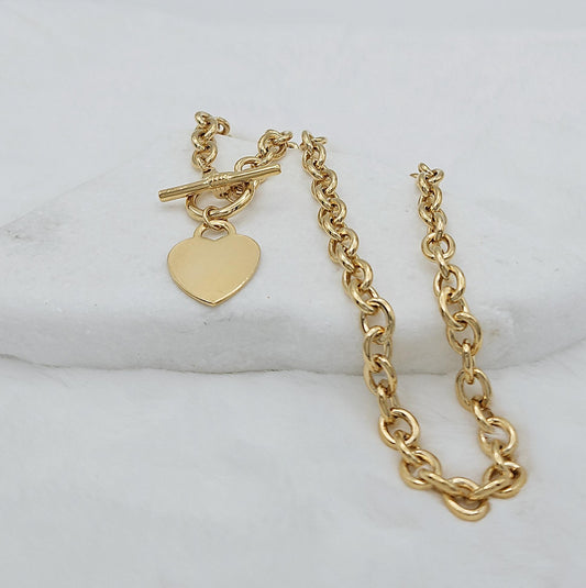 14K PLATED CHAIN WITH HEART