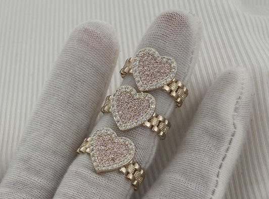 HEART RING WITH PINK STONES