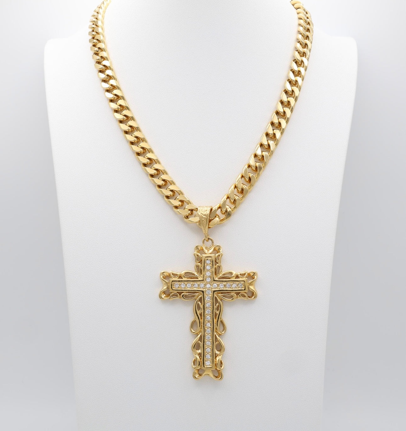 14K GOLD XL CROSS NECKLACE