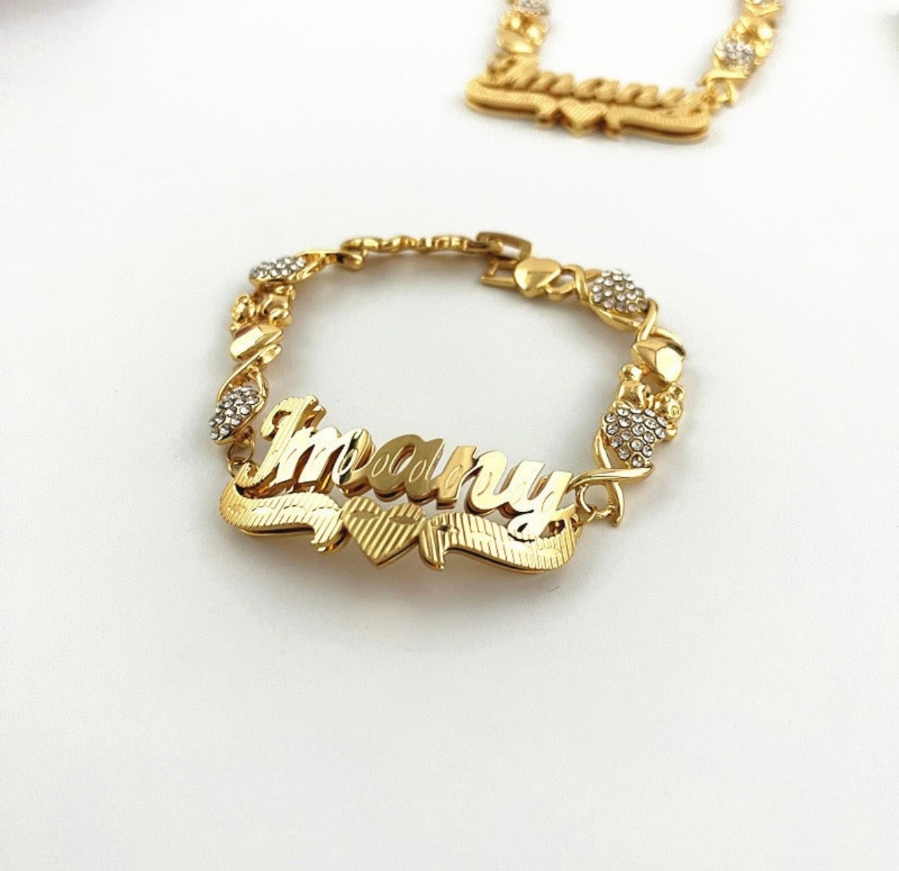 CUSTOM TEDDY BEAR NAME BRACELET