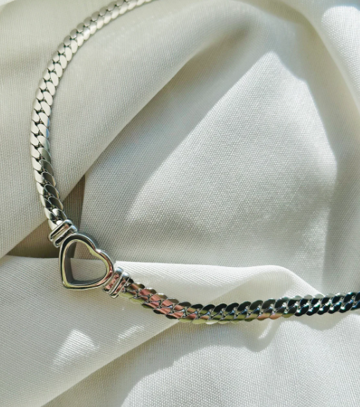 CHUNKY CUBAN LINK HEART NECKLACE